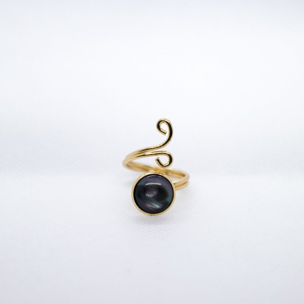 Gold and Black Stone adjustable fashion ring